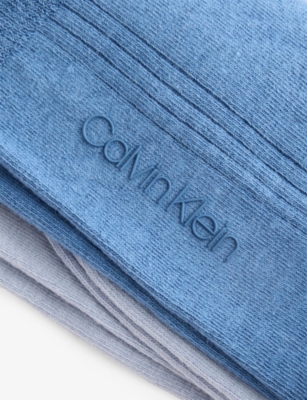 Calvin Klein Mens Ribbed Pack Of Two Stretch-cotton Blend Socks Blue Combo In Blue Combo