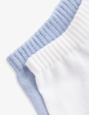Calvin Klein Mens  Sneaker Brand-print Pack Of Two Stretch-cotton Blend Socks In White/blue