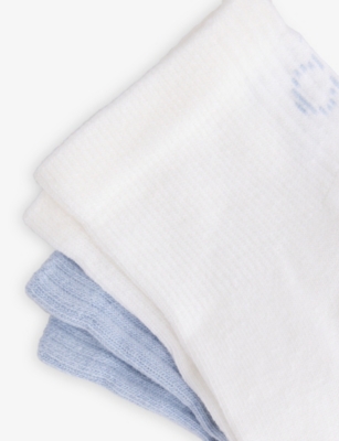 Calvin Klein Mens  Logo-branded Ribbed-trim Pack Of Two Trainer Socks In White/blue