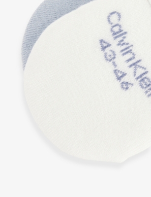 CALVIN KLEIN: Footie High Cut Monogram Two-Pack Cotton-Blend Socks