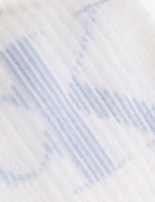 Calvin Klein Mens  Shadow-logo Ribbed Pack Of Two Crew Socks In White/blue