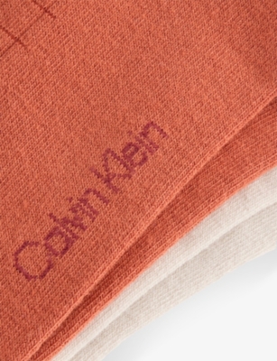 CALVIN KLEIN: Squared Logo-Branded Pack of Two Ankle Socks