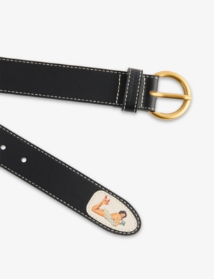 Duke & Dexter Mens Black Ellis Pin Up Leather Belt