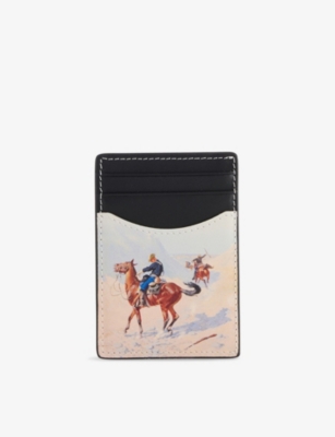 Duke & Dexter Mens Multi Guard Graphic-pattern Leather Card Holder
