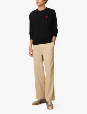 AMI PARIS: Brand-Embroidery Crewneck Wool Jumper