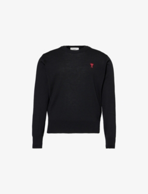 AMI PARIS: Brand-Embroidery Crewneck Wool Jumper