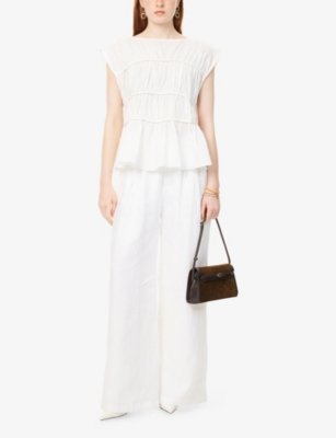DISSH: Flynn Gathered Linen-Cotton Blend Top