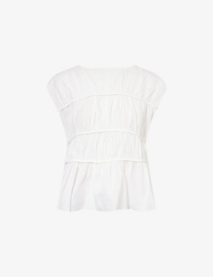 DISSH: Flynn Gathered Linen-Cotton Blend Top