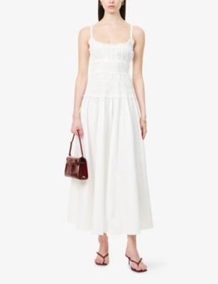 Toby Shirred Cotton-Poplin Midi Dress