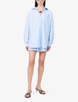 Dissh Womens Rhea Patch-pocket Cotton-poplin Shirt Blue In Blue