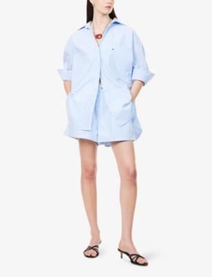 Dissh Womens Rhea Two-slip-pockets Cotton-poplin Shorts Blue In Blue