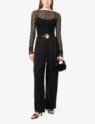 Dissh Womens Lizzie Boat-neck Woven Top Black In Black