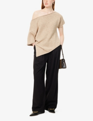 DISSH: Rick Off-Shoulder Cotton-Linen Blend Knit Top