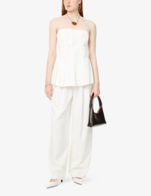 DISSH WOMENS WHITE LILLY BANDEAU COTTON-POPLIN TOP