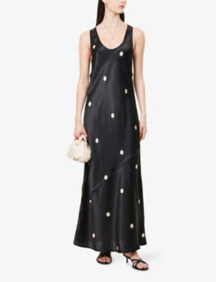 Laura Polka-Dot Silk Midi Dress