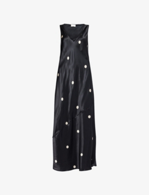 Laura Polka-Dot Silk Midi Dress