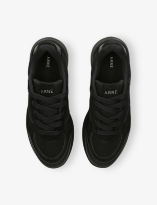 Arne Mens Black Apollo Runner Suede And Mesh Low-top Trainers Eur 43 / 9 Uk