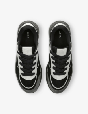 Shop Arne Mens Grey Mixed Apollo Suede And Mesh Low-top Trainers Eur 41 / 7 Uk