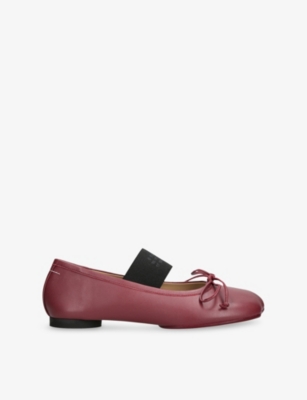 Mm6 Maison Margiela Burgundy Anatomic Numeric Ballerina Flats In Burgundy