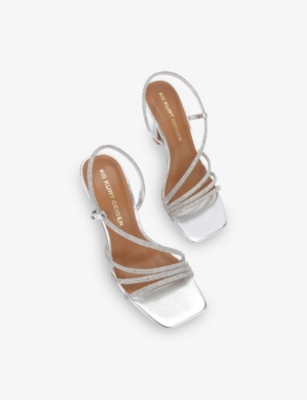 Kg Kurt Geiger Womens Silver Com Sweetie Rhinestone-embellished Metallic Faux-leather Heeled Sandals Eur 39 / 6 Uk