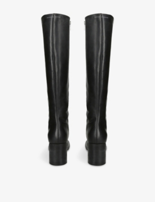 Mm6 Maison Margiela Black Leather Anatomic Stitch Boots In Black