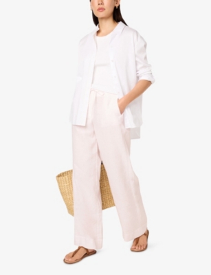 The White Company S  Drawstring Wide-leg Linen Trousers In White
