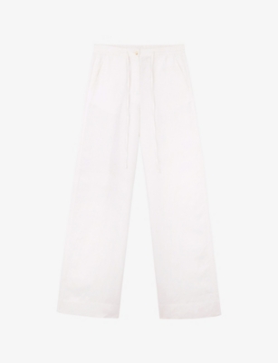 The White Company S  Drawstring Wide-leg Linen Trousers In White