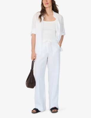 The White Company S Drawstring Wide-leg Linen Trousers White In White