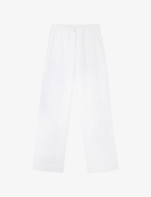 The White Company S Drawstring Wide-leg Linen Trousers White In White
