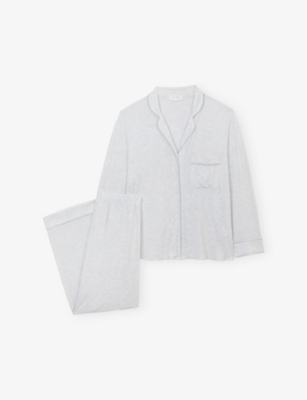 THE WHITE COMPANY: Sparkle-Piping Relaxed-Fit Jersey Pyjamas Set