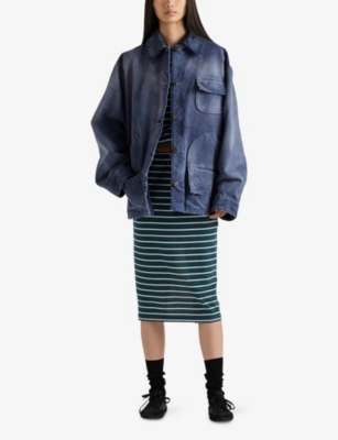 PRADA: Washed Oversized Cotton Canvas Trucker Jacket