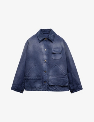 PRADA: Washed Oversized Cotton Canvas Trucker Jacket