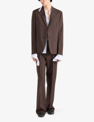 PRADA: Tailored Wide-Leg Mohair-Silk Trousers