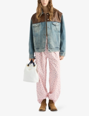 PRADA: Floral-Print Relaxed Batiste Cotton Trousers