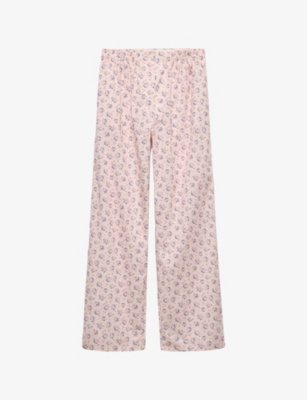 PRADA: Floral-Print Relaxed Batiste Cotton Trousers