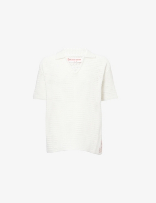ORLEBAR BROWN: Batten Open Crochet-Knit Cotton Polo Shirt