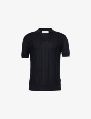 Orlebar Brown Mens  Horton Semi-sheer Silk-cotton Polo Shirt