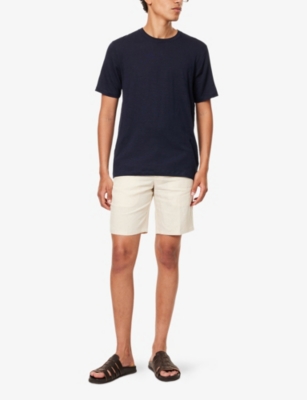 Orlebar Brown Mens Ob Standard-t Crewneck Stretch-linen Shirt Night Iris Xl
