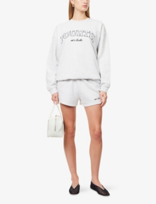4th & Reckless Womens Light Grey Leon Logo-embroidery Cotton-jersey Sweatshirt In White
