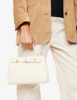 Verafied Womens Book Tote 25 Leather Top-handle Bag Ivory