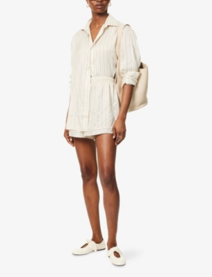 LE KASHA: Wensu Striped Silk Shorts