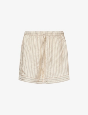LE KASHA: Wensu Striped Silk Shorts
