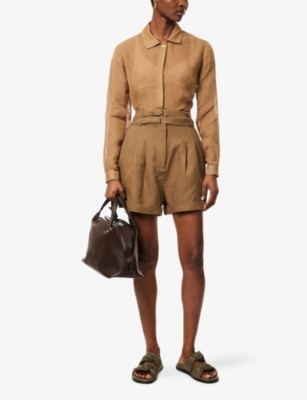 LE KASHA: Aqiva Pleated Linen Shorts
