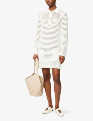 Shop Le Kasha Womens White Iqsas Crochet Linen Mini Dress