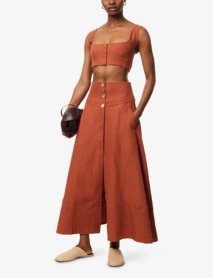 LE KASHA WOMENS LE KASHA HARISSA CROPPED LINEN BRA TOP 