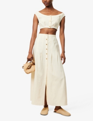 LE KASHA WOMENS LE KASHA TAMRA CROPPED LINEN  TOP 