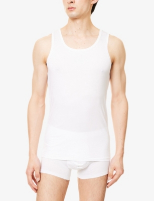 Derek Rose Mens White Sleeveless Regular-fit Stretch-cotton Vest