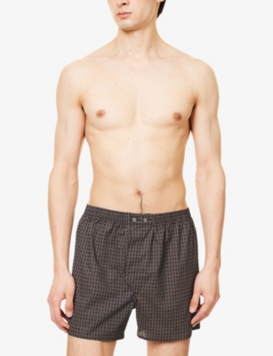 DEREK ROSE: Printed Mid-Rise Cotton-Poplin Boxer Shorts