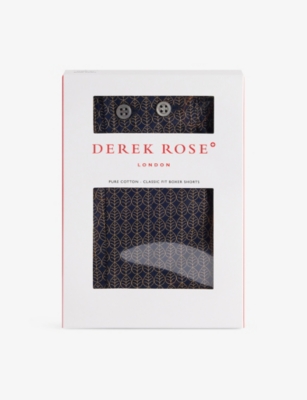 DEREK ROSE: Printed Mid-Rise Cotton-Poplin Boxer Shorts