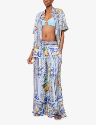 CAMILLA: Wall To Wall Wonders Straight-Leg Silk Trousers